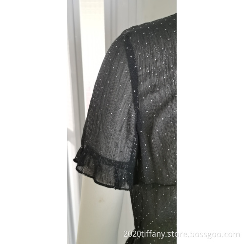 Short Sleeve Polka Dot Casual Blouse Female